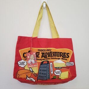 New Trader Joe's Bag Reusable Canvas Cheese Adventures Shopping Cotton